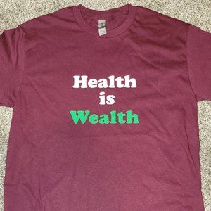 Health is Wealth, Gildan Classic Men's T-Shirt, Medium - Burgundy